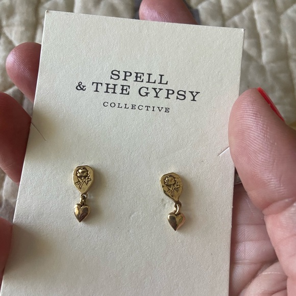 Spell & The Gypsy Wild Love Gold Shield stud earrings 🛡 - Picture 4 of 14